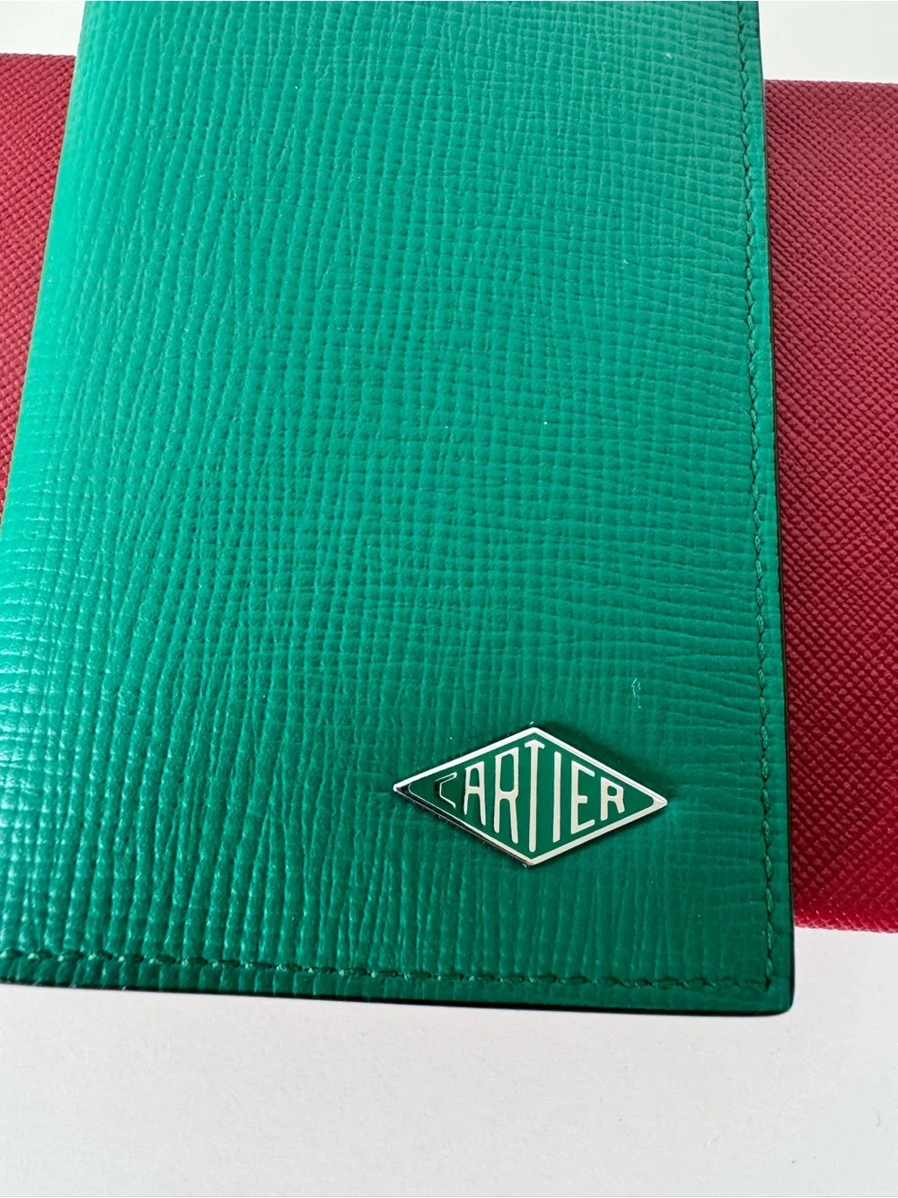 Cartier Losange, 4 Credit Card Holder in Green Grained Calfskin, Leather